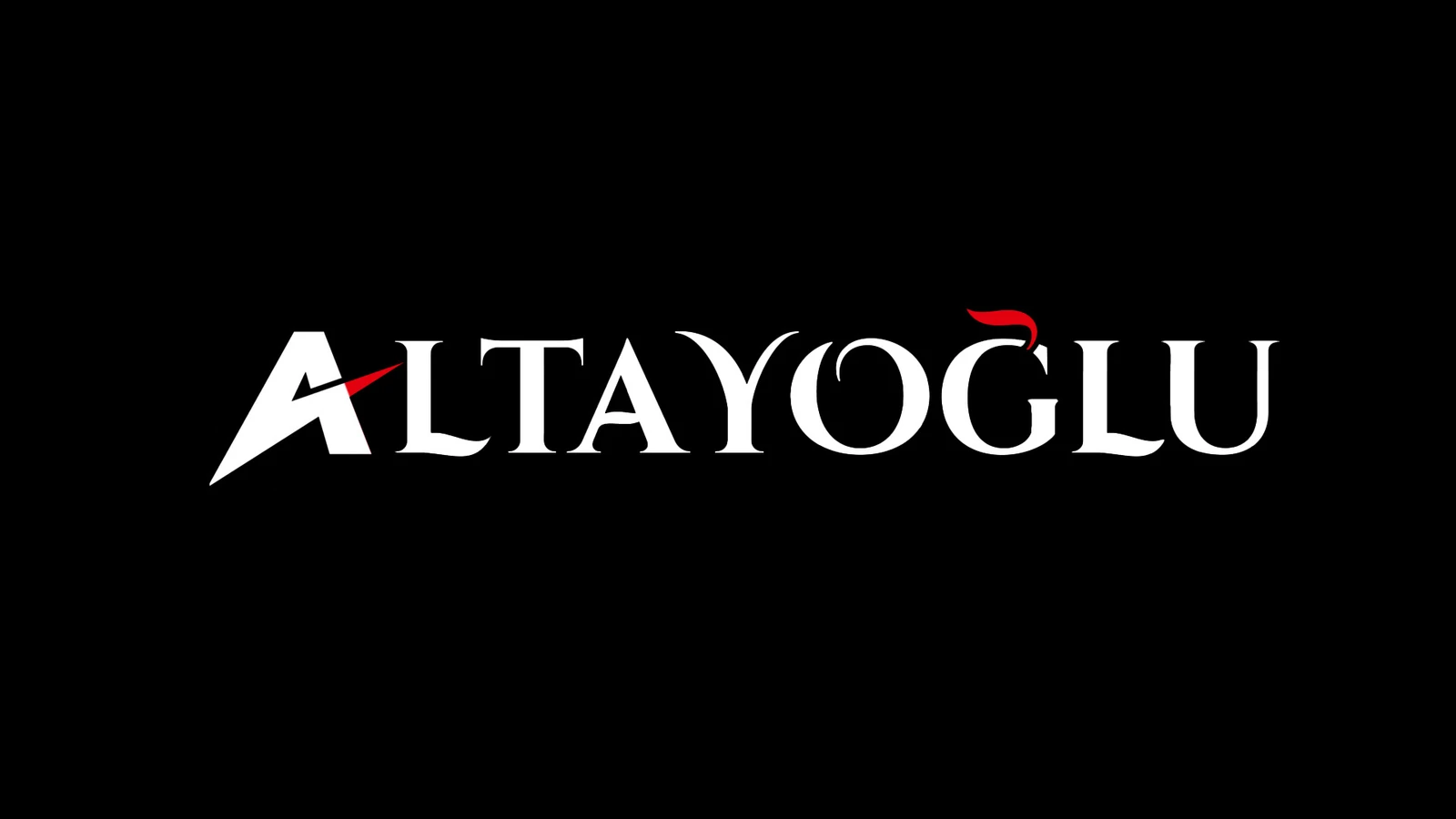 Koyu zemin üzerinde Altayoğlu markasının wordmark logosu, web sitesi kapağı